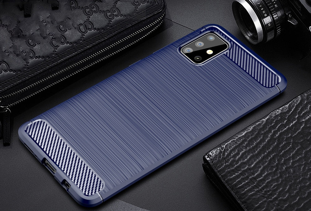 Shockproof Samsung Galaxy A71 A51 Case Carbon Fiber Cover