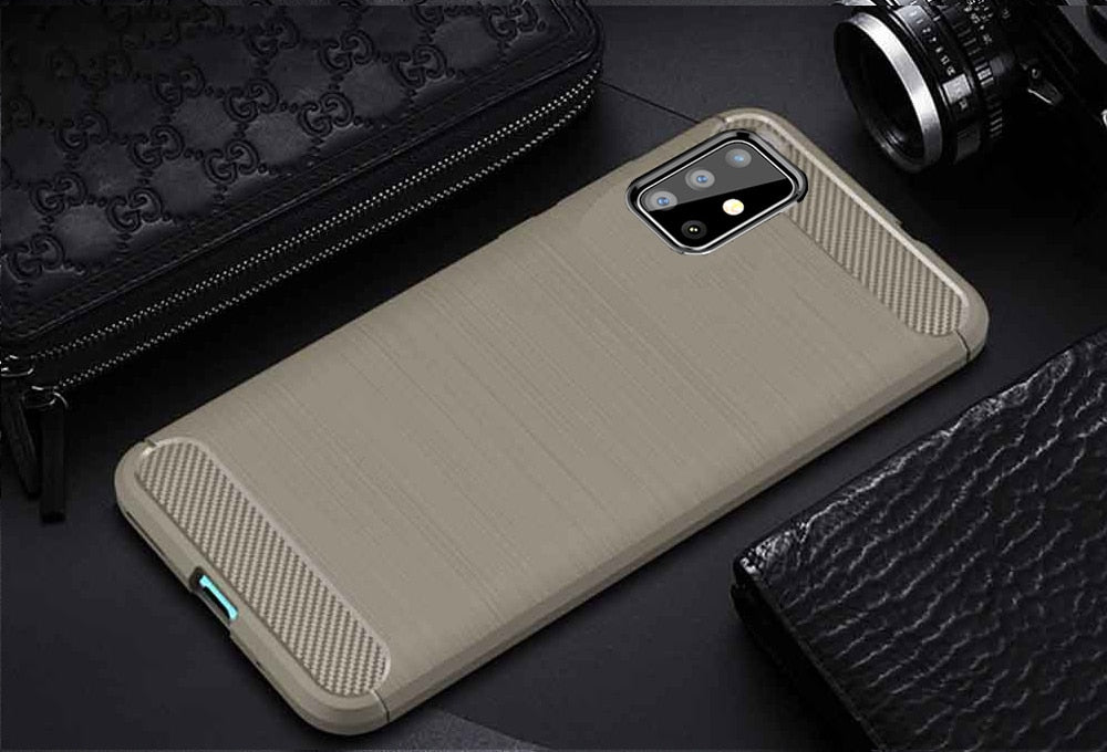 Shockproof Samsung Galaxy A71 A51 Case Carbon Fiber Cover