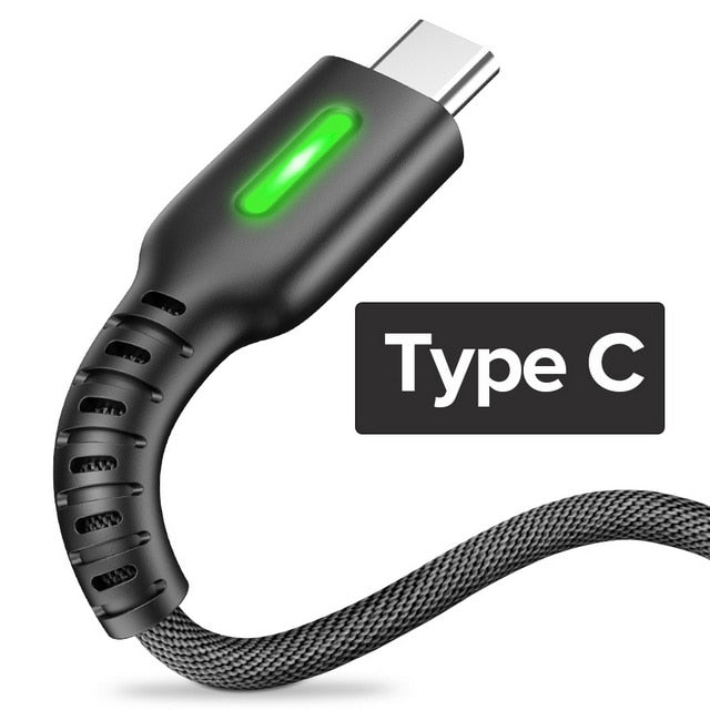 3m LED Micro USB Type C Cable