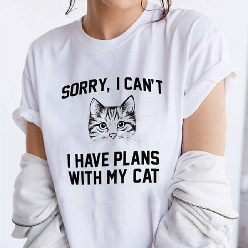 Cat Print T Shirt