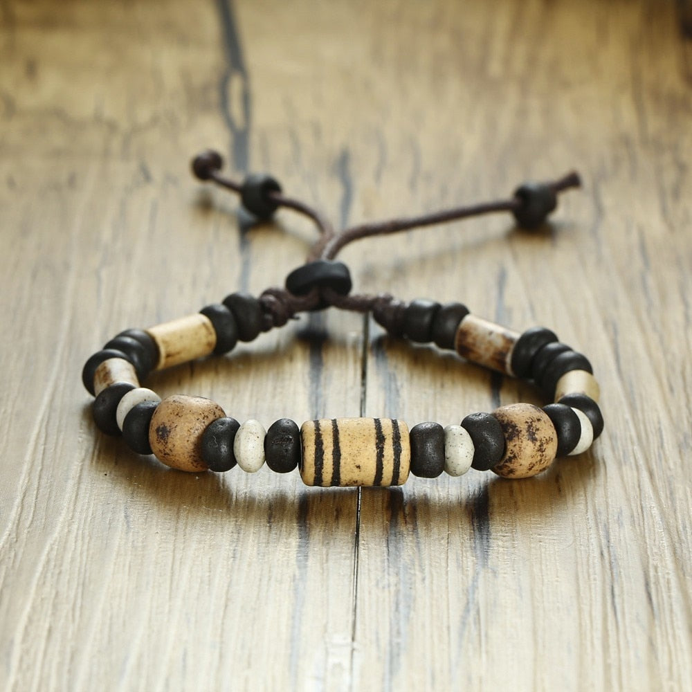 Men's Wood Beaded Bracelet
